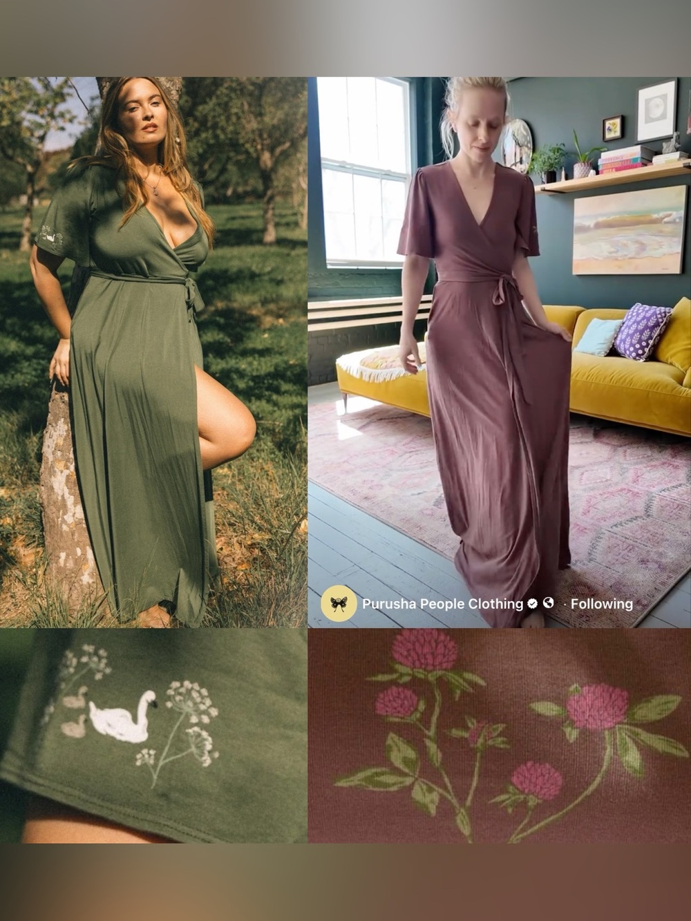mauve (right side) ONLY!! S * NEW * Tender Heart Wrap Dress